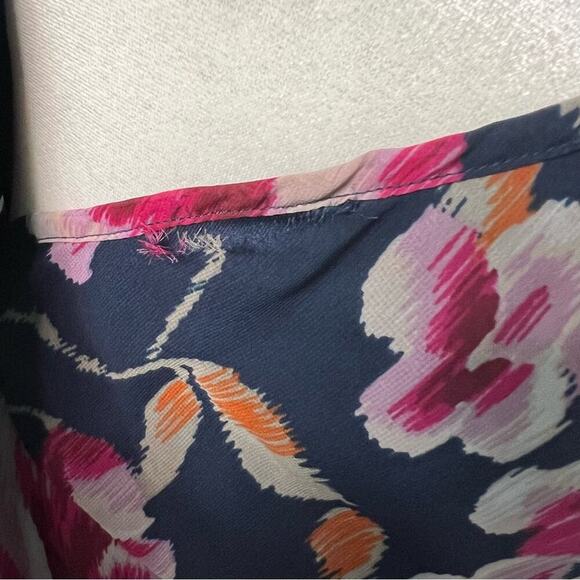 Band Of Gypsies Navy Blue and Pink Floral Maxi Wrap Dress- Size Small - Picture 14 of 14